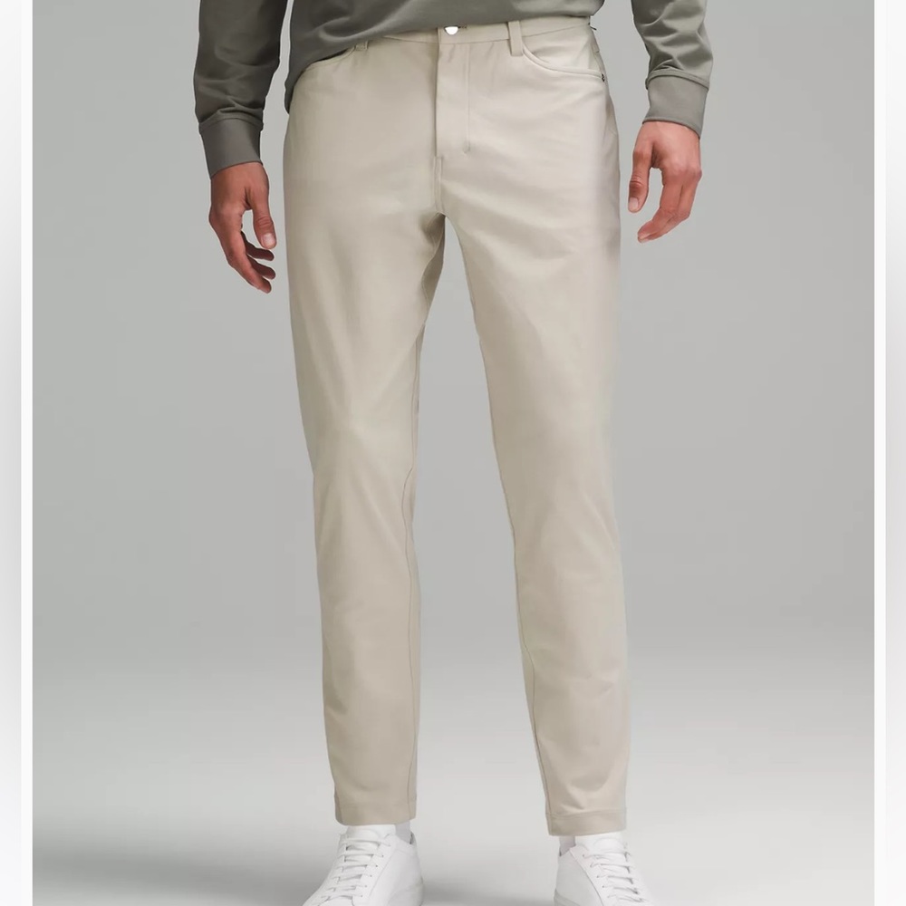 Lululemon ABC Pant Slim fit Warpstreme 31x32 5 pocket beige raw linen color